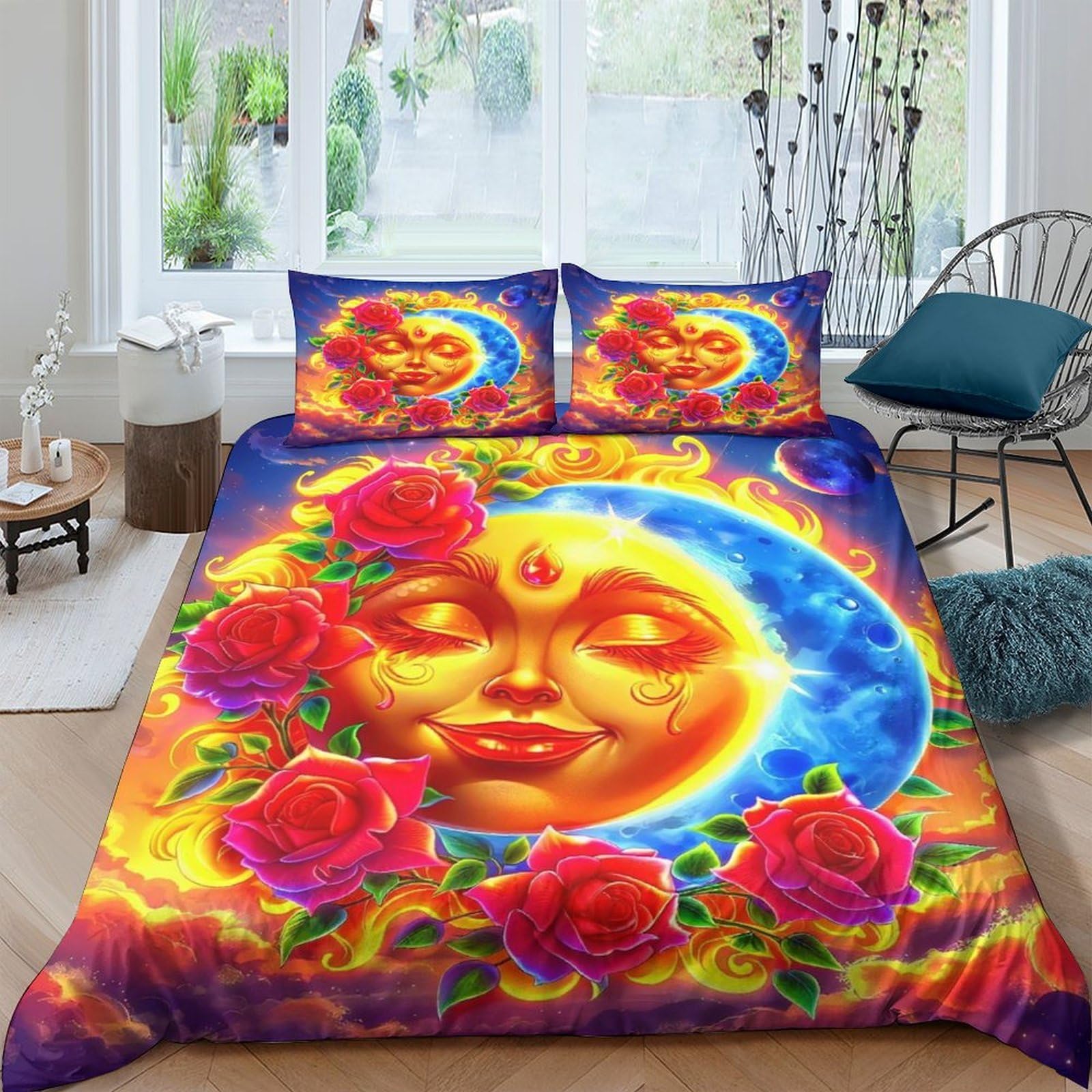 Parure de lit 3D colorée pour chambre d'enfant et ado avec housse de couette 220x240