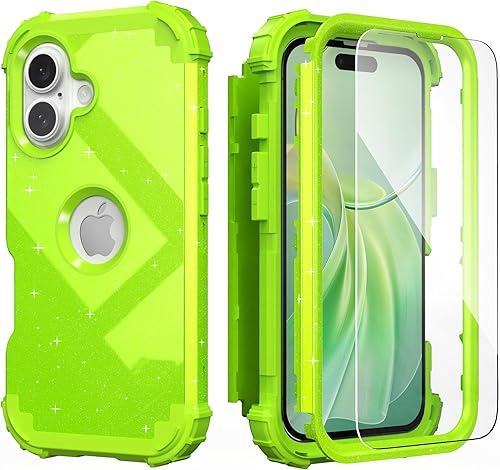 IDweel for iPhone 16 Case with Screen Protector,Luxury 3 in 1 Shockproof Slim Fi