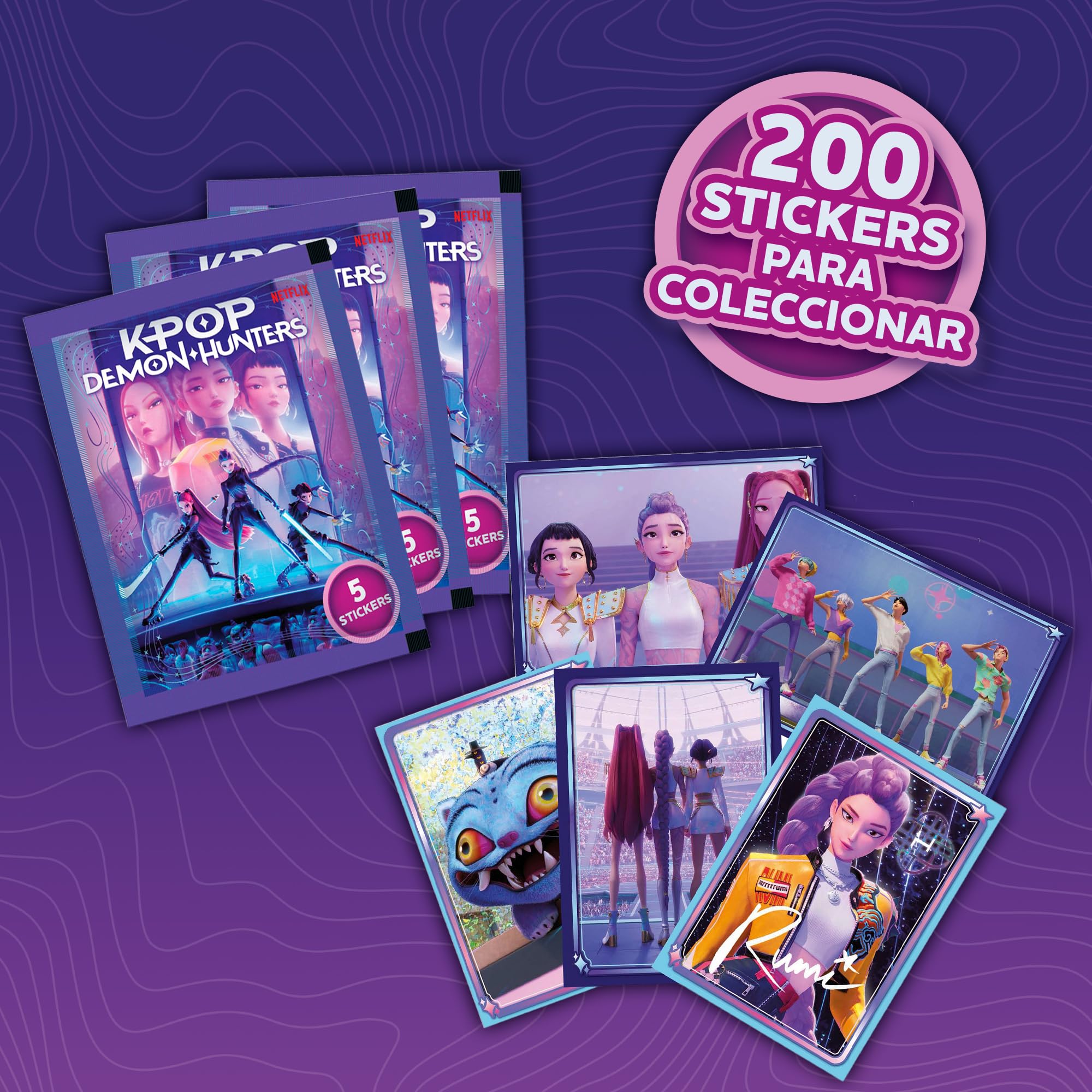 Bizak KPOP Demon Hunters Stickers Cards Caja 40 Sobres,200 stickers de colección oficial inspirada en película,stickers especiales troquelados y holográficos para coleccionar e intercambiar (64395100) - 3