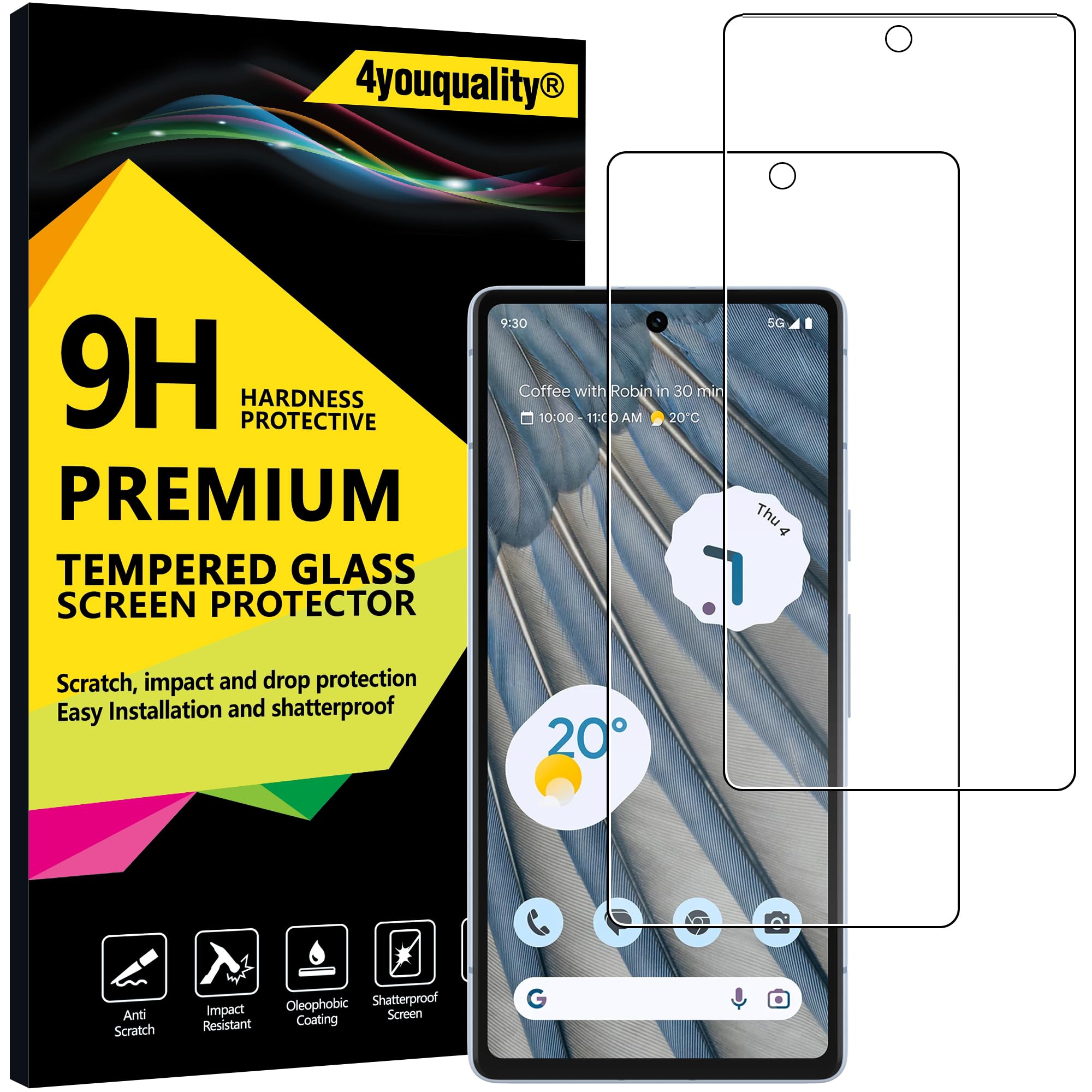 Screen Protector for Google Pixel 7A (6.1-Inch), Tempered Glass Film, 2-Pack, [LifetimeSupport][Impact-Resistant][Anti-Scratch]