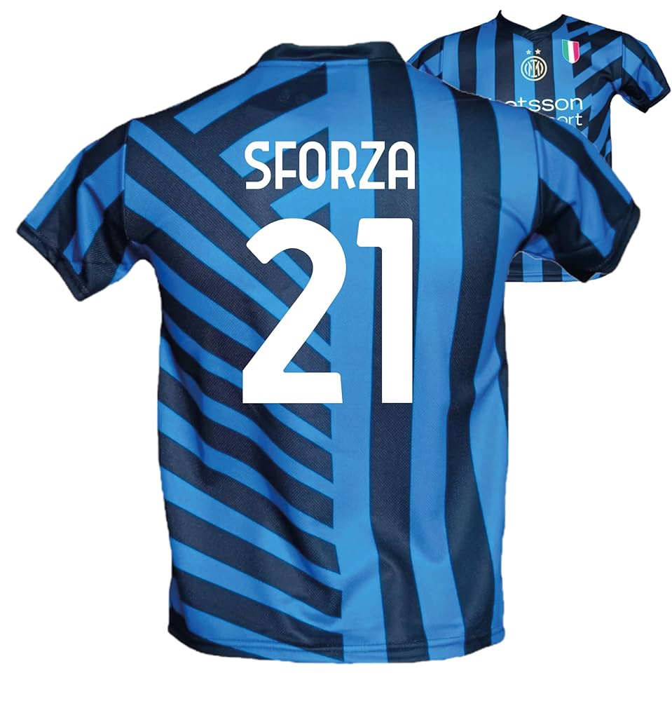 Generico Maglia Calcio Sforza 21 neroazzurra Stagione 2024/2025 Replica  Autorizzata Taglie da Bambino e Adulto (S-Adulto) : Amazon.it: Moda