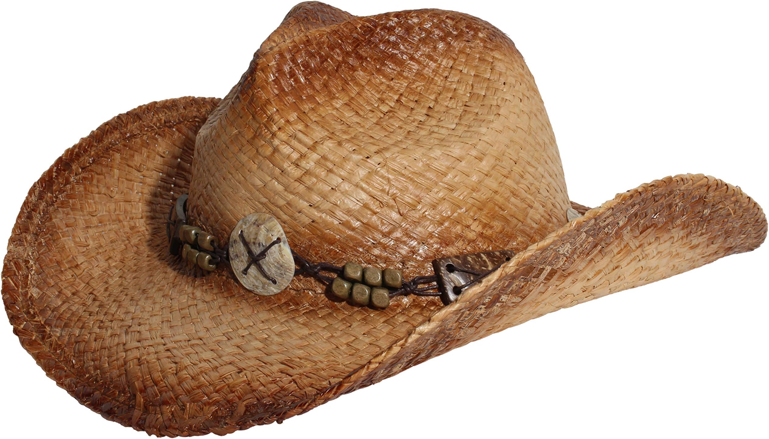 Queue Essentials Men & Women's Woven Straw Cowboy Cowgirl Hat Western Outback w/Wide Brim