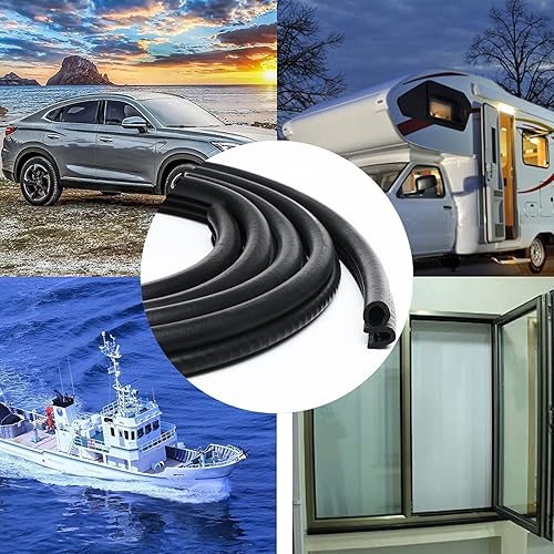 Miniatura 9 de Tintvent Tira de sellado de puerta de automóvil con bombilla lateral de 10 pies, goma EPDM para automóvil, protector de borde de ajuste universal