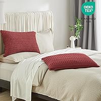 Vista 54 de PHF Fundas de almohada 100% algodón con tejido de gofre de 24 x 24 pulgadas, paquete de 2 fundas cuadradas para decoración elegante del hogar, sin