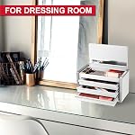 P.I.T. Mini Tool Box W22cm x D12cm, Portable 3 Drawer Steel Stackable Toolbox with Magnetic Tab Locking, White Micro Top Chest with Liner for Tools Storage and Organizers, Home DIY