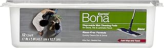 Bona Multi-Surface Floor Disposable Wet Cleaning Pads, for Stone Tile Laminate and Vinyl LVT/LVP, 12ct