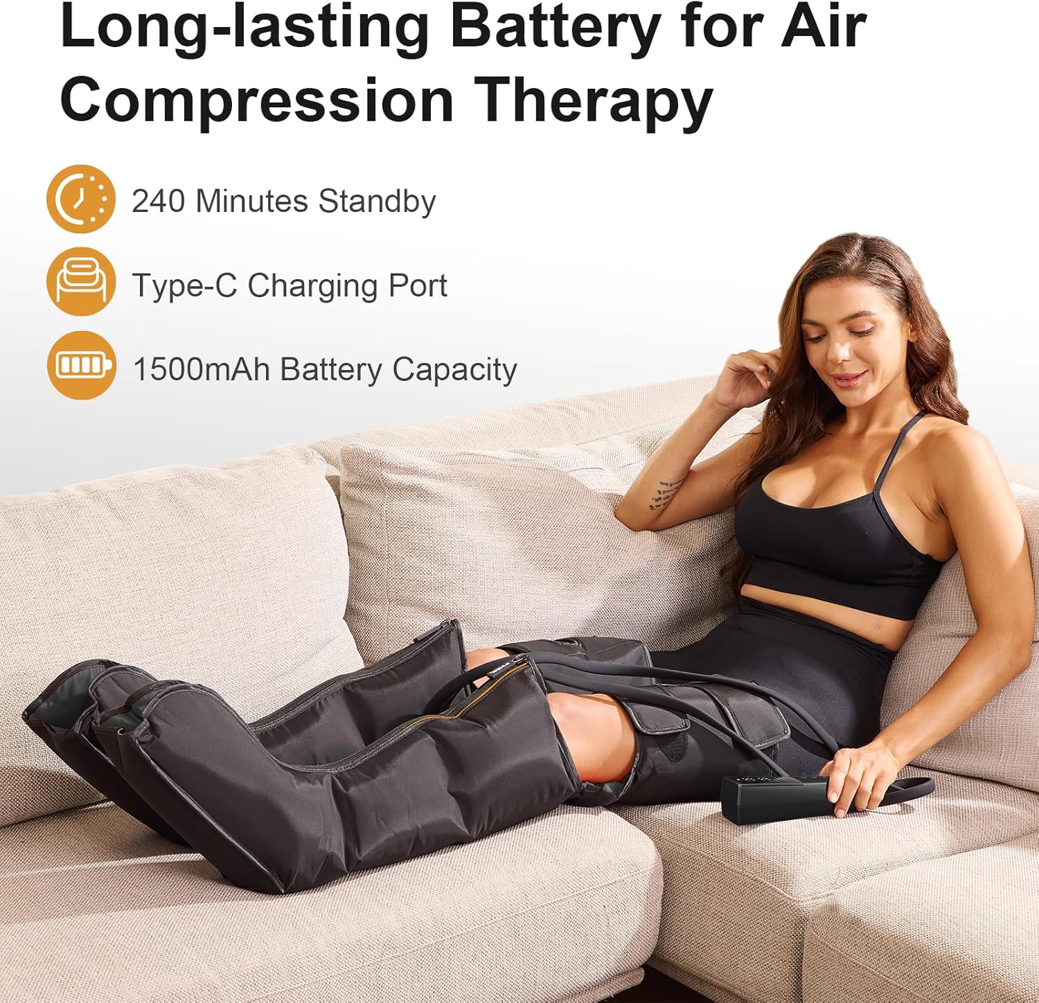 QUINEAR Advanced Cordless Full Leg Air Compression Massage, Leg and Foot Massager with Wireless Remote, Foot Calf & Thigh Massager for Swollen Legs, Rechargeable & Portable for All-Day Relief - Image 5