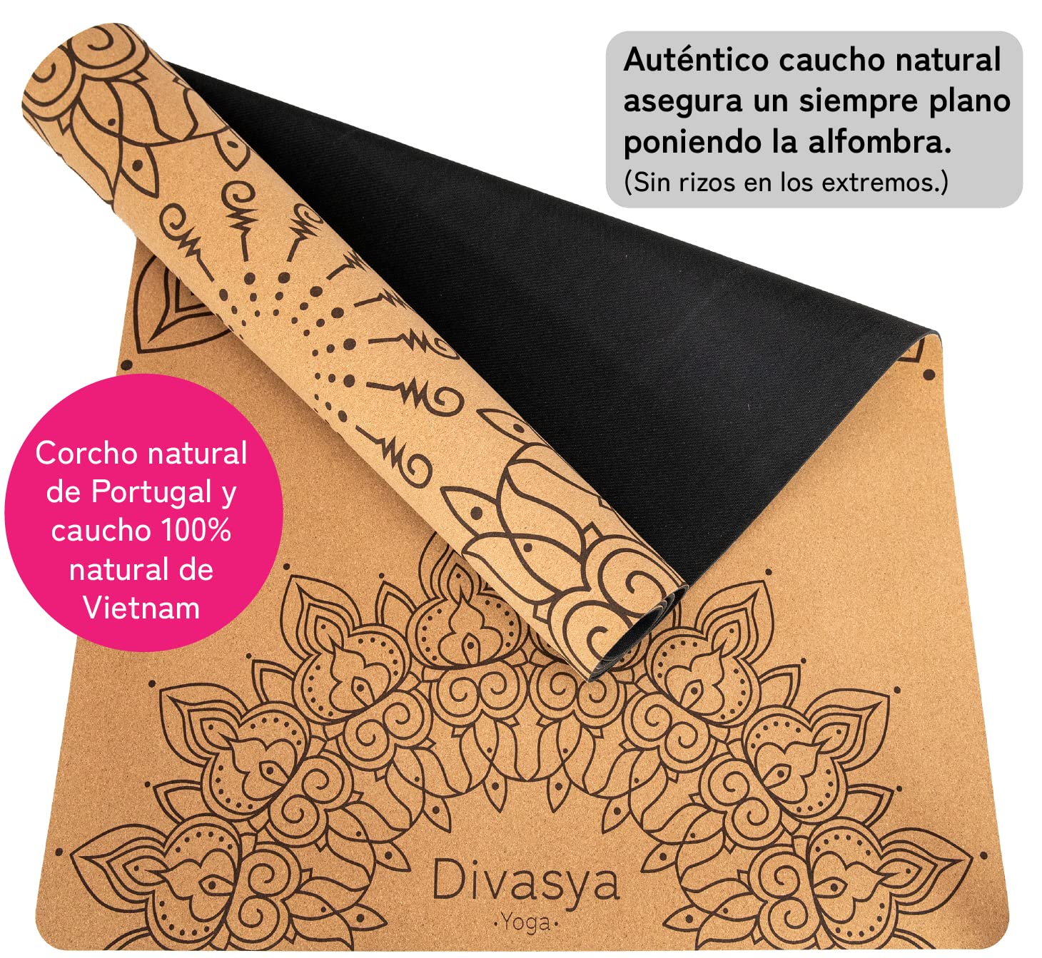 Esterilla de yoga premium de corcho antideslizante: de caucho natural antideslizante y corcho, natural y sostenible, extra ancha y extra gruesa (183 x 66 x 0,4 cm), correa de transporte