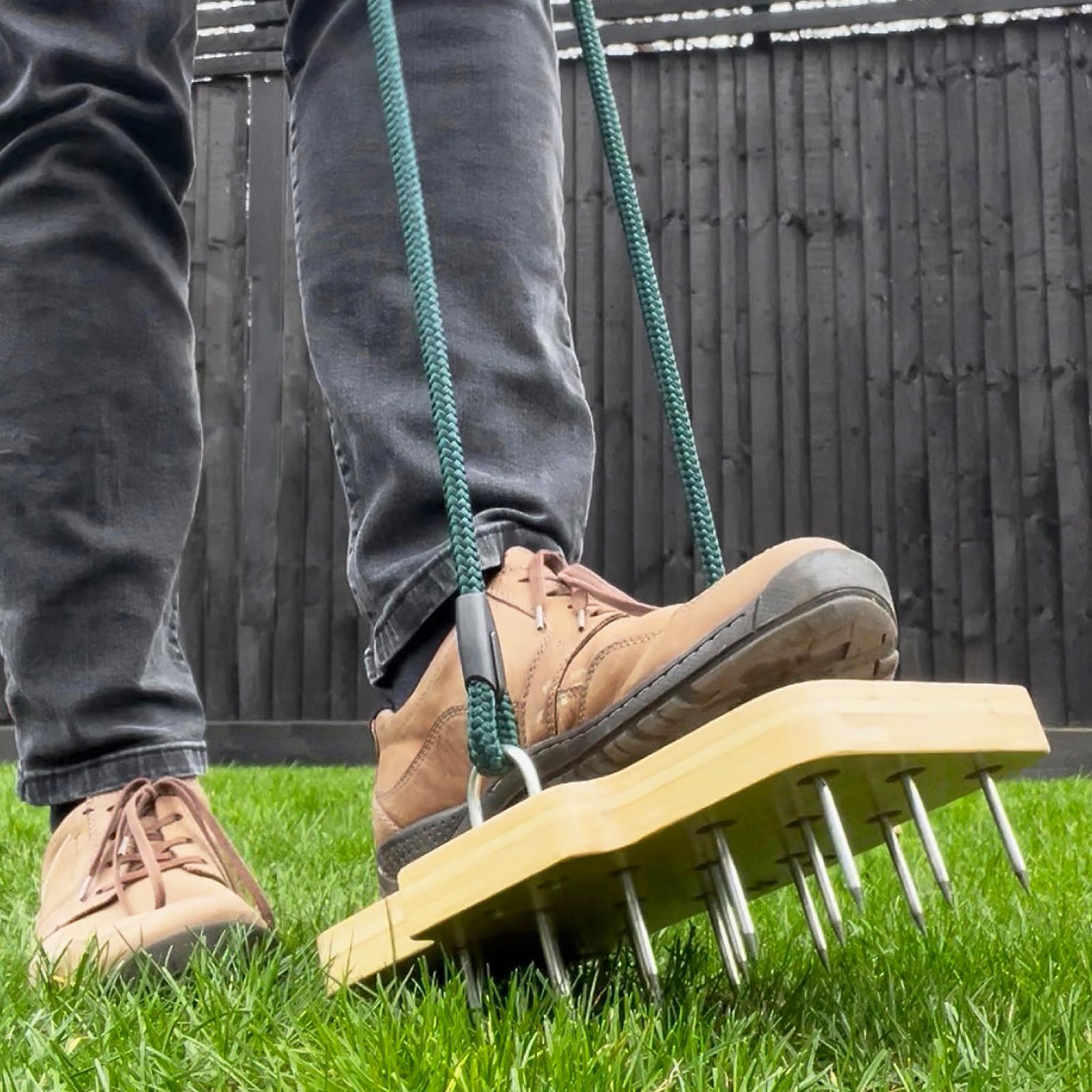 SPIKEMAT Lawn Aerator Tool (Small) for Garden Lawns Heavy Duty Soil & Grass Aerator with Steel Spikes – Stable Alternative to Lawn Aerator Shoes, Manual Garden Aerator for a Greener Lawn (Small)