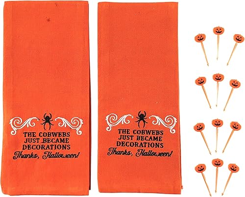 Miniatura 7 de Serafina Home Juego de toallas de mano de cocina de Halloween come bebida y sé aterrador con decoración de bruja divertido humor para fiestas