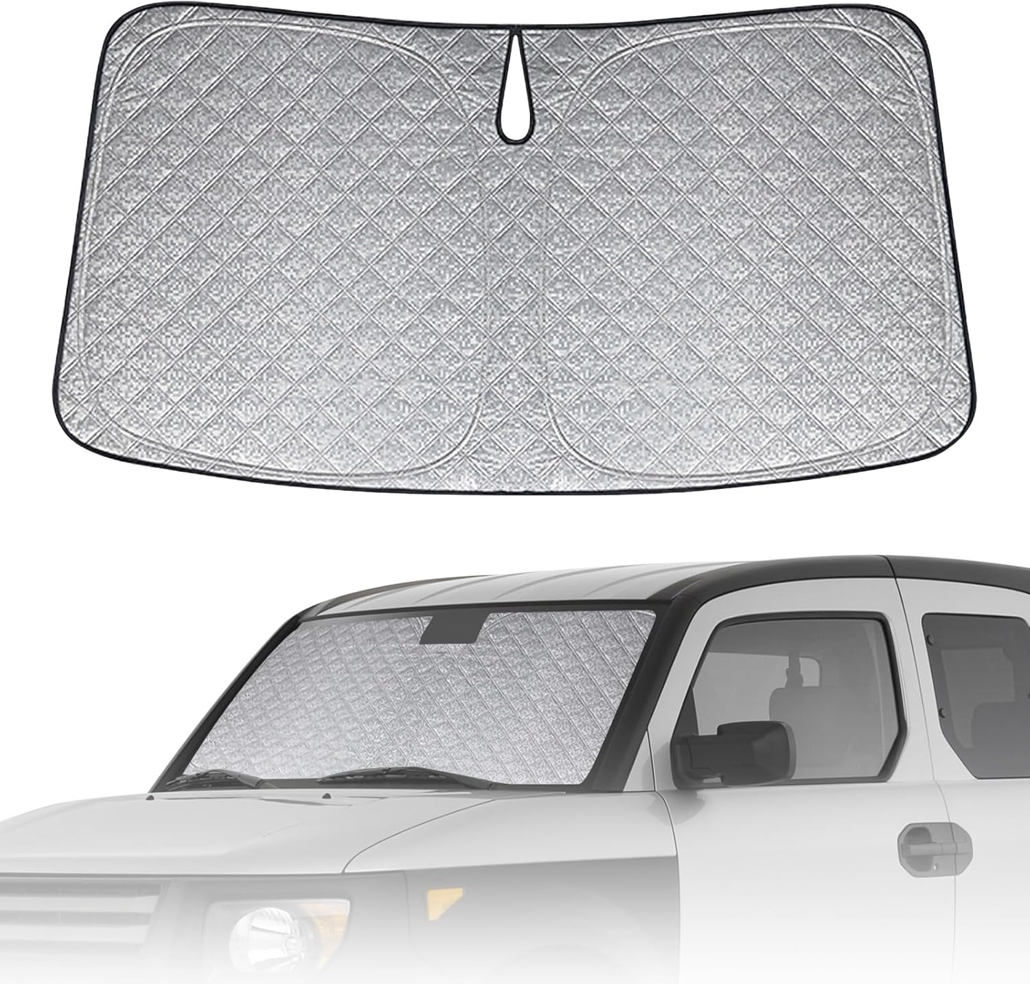 6 Layers Custom Fit Windshield Sun Shade for 2003-2011 Honda Element, Foldable Car Sunshade with Storage Bag, Heat Reflective & UV Protection