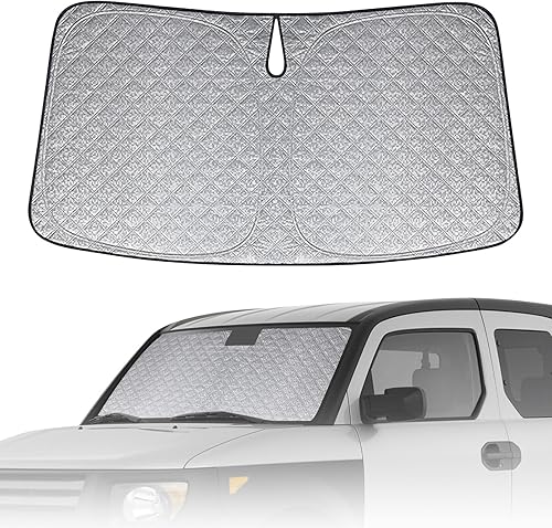 6 Layers Custom Fit Windshield Sun Shade for 2003-2011 Honda Element, Foldable Car Sunshade with Storage Bag, Heat Reflective & UV Protection