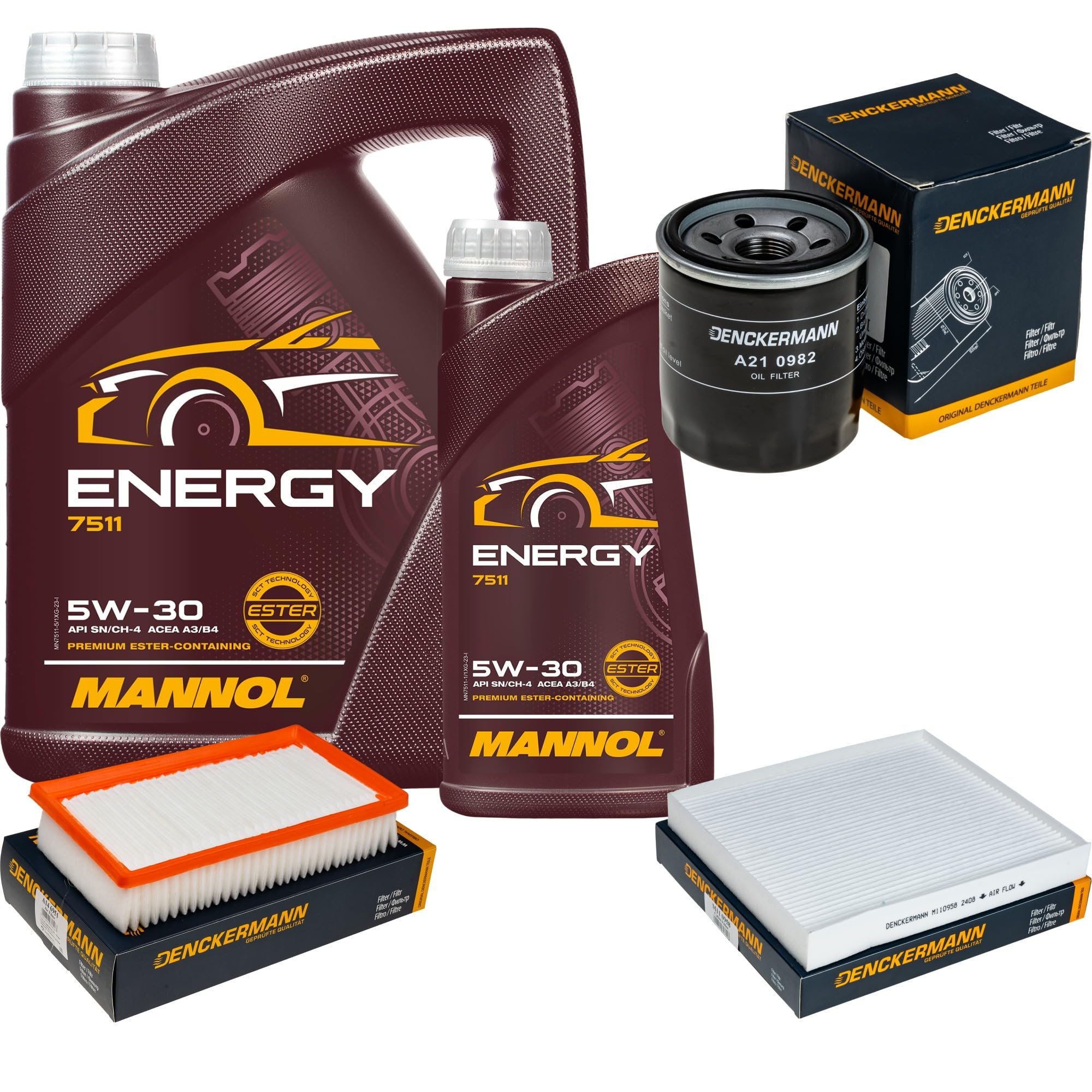 Inspektionspaket enthält 6 L Motoröl Energy 5W-30 Ölfilter Luftfilter Innenraumfilter für Stonic YB 1.0 T-GDi 1.4 CVVT 1.2 Rio IV 1.25
