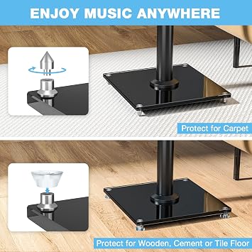 Rfiver Upgraded 45 Swivel Speaker Stands Pair for Surround Sound, Heavy Duty 28 Inch Bookshelf Speaker Stand Each Holds 22lbs Large Speaker, Floor Speaker Stand Built-in Cable Management, 1 Pair