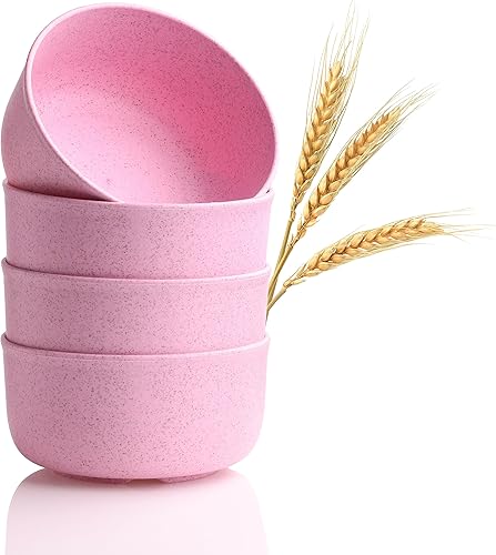 Juego de 4 cuencos de paja de trigo, ligeros y reutilizables, aptos para microondas y lavavajillas, juegos de vajilla de paja de trigo, cuenco de