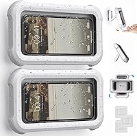 Vista 8 de Soporte para teléfono de ducha impermeable con rotación de 360°, ángulo ajustable, soporte para teléfono montado en pared para espejo de baño, Negro