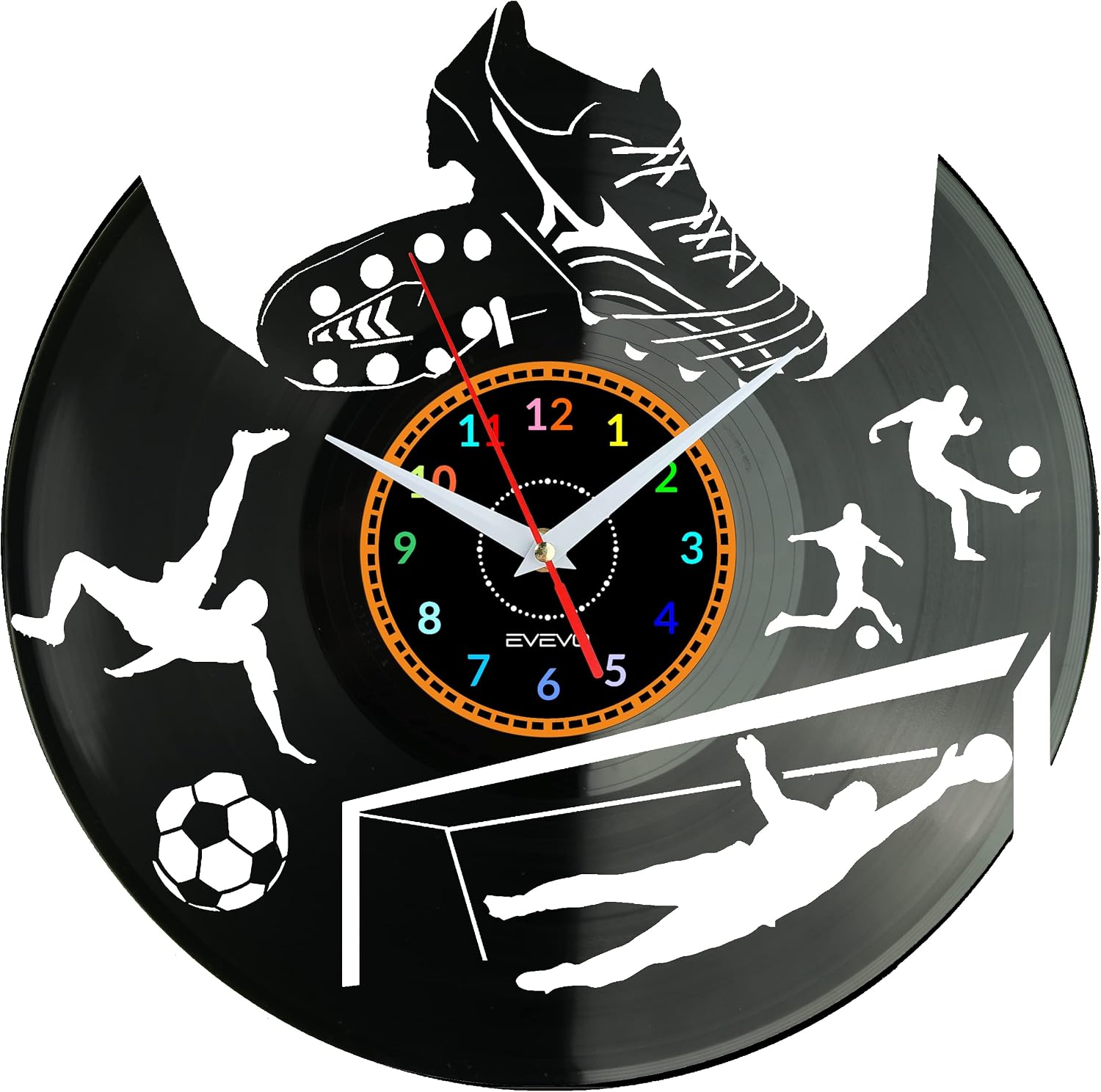 Football Wall Clock Decorative Vinyl Plate Gift For Him For Her W0954