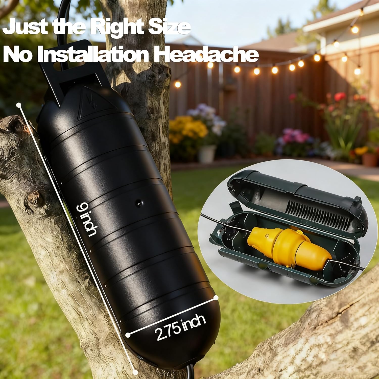 4 Pack Outdoor Extension Cord Safety Cover with Waterproof Seal, Electrical Connection Box with Lockable Latches & Mounting Holes to Protect Outdoor Outlet Plug Socket Lights Cables (Black + Green)