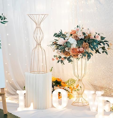 Miniatura 6 de Soporte de exhibición para centros de mesa de boda, 2 piezas de 23.6 pulgadas de alto, soporte para flores, arreglo artificial, jarrones, bodas,