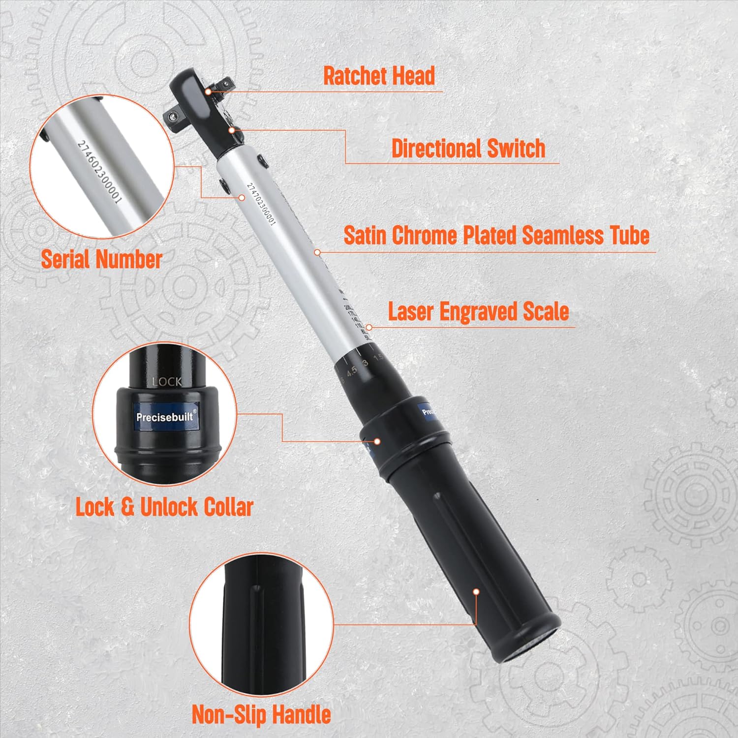 1/4" x 3/8" Drive 35-200 in-lb Click Tech Torque Wrench