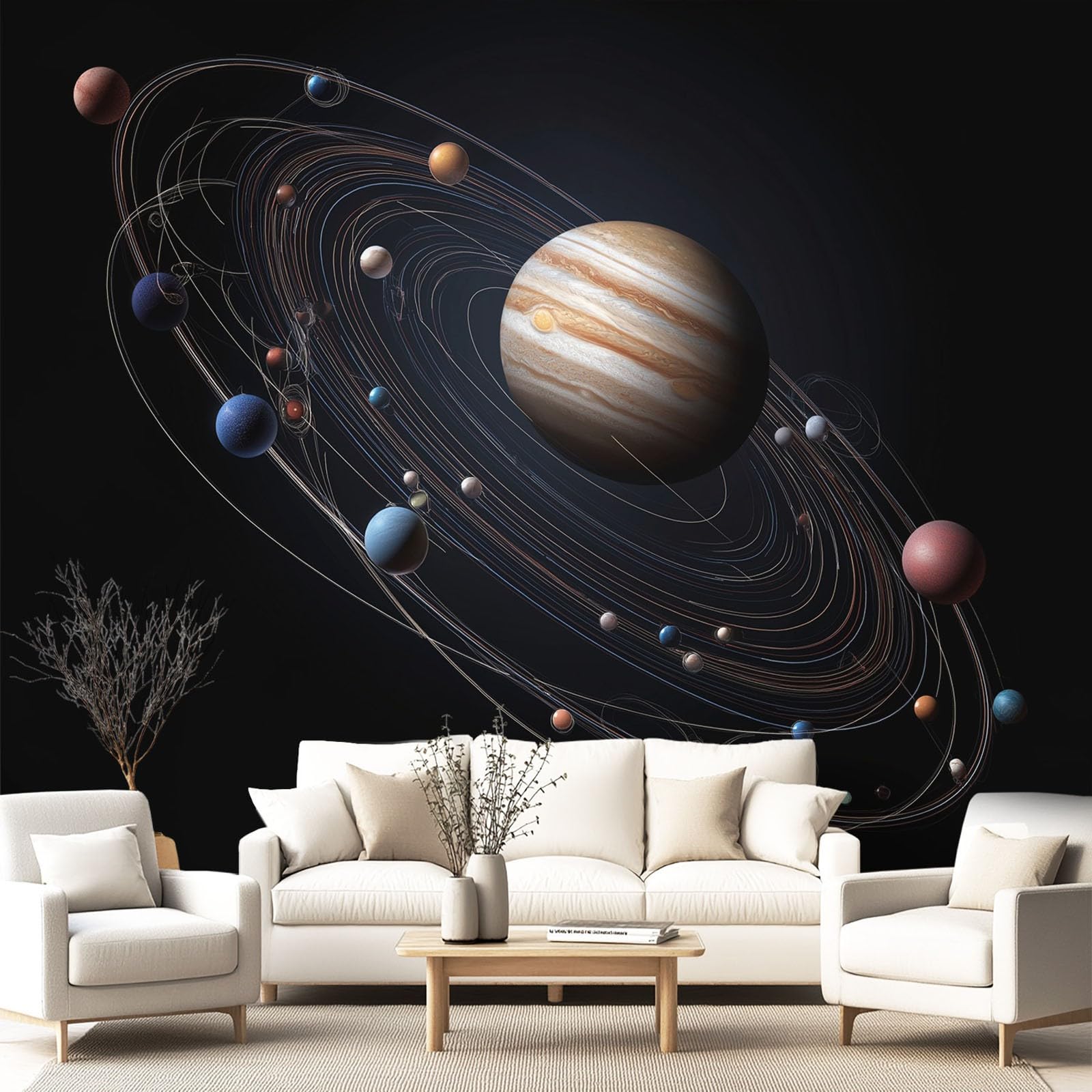 Technologia z motywem kosmosu, planeta Jowisz, tapeta ścienna, dekoracja ścienna, tapeta z motywem, 300 x 210 cm, dekoracja ścienna, tapeta ze wzorem do salonu, sypialni