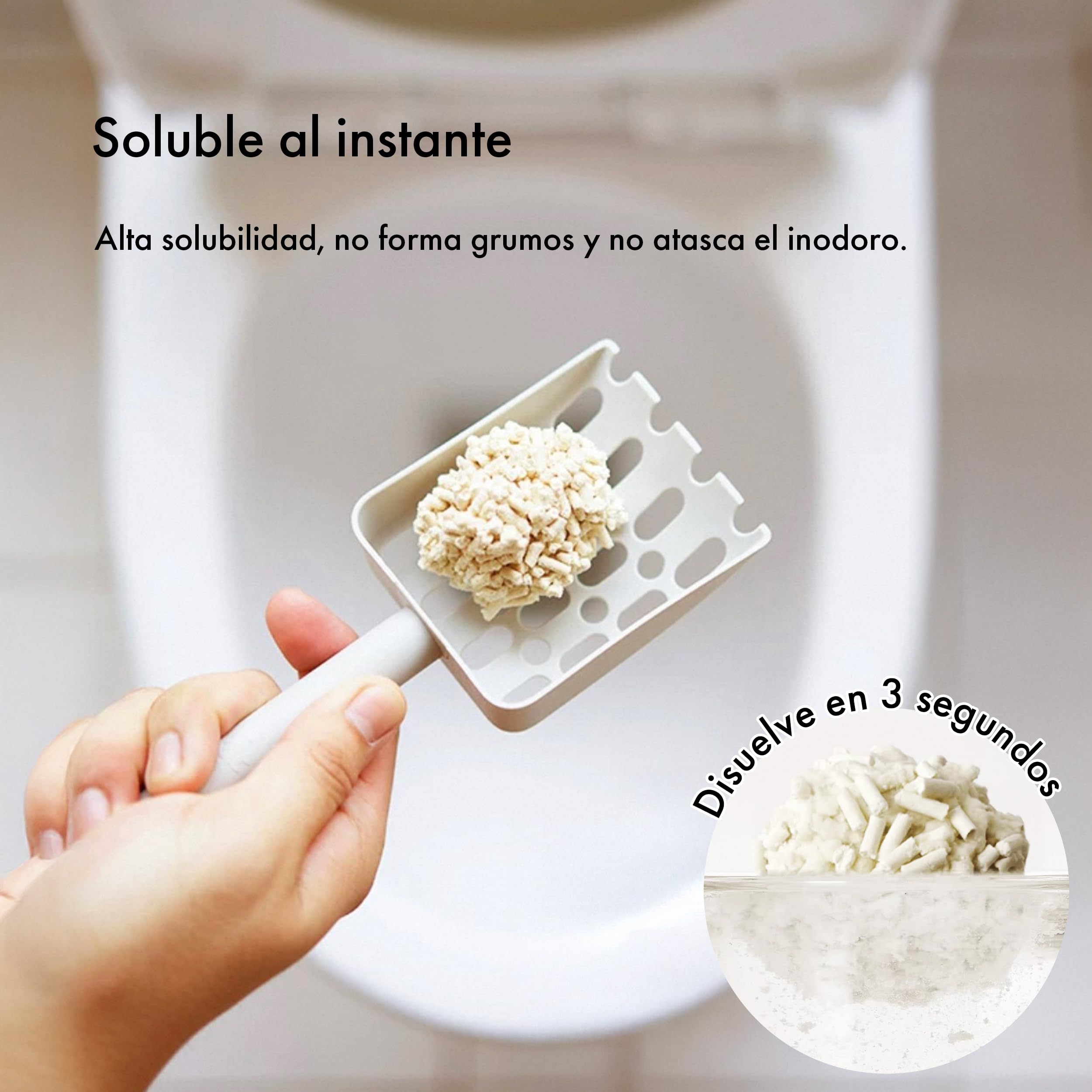 BESCH Pack 6 Arena de Tofu Aglomerante para Gatos 6L– 100% Natural, Biodegradable, Control de Olores y Bajo Polvo