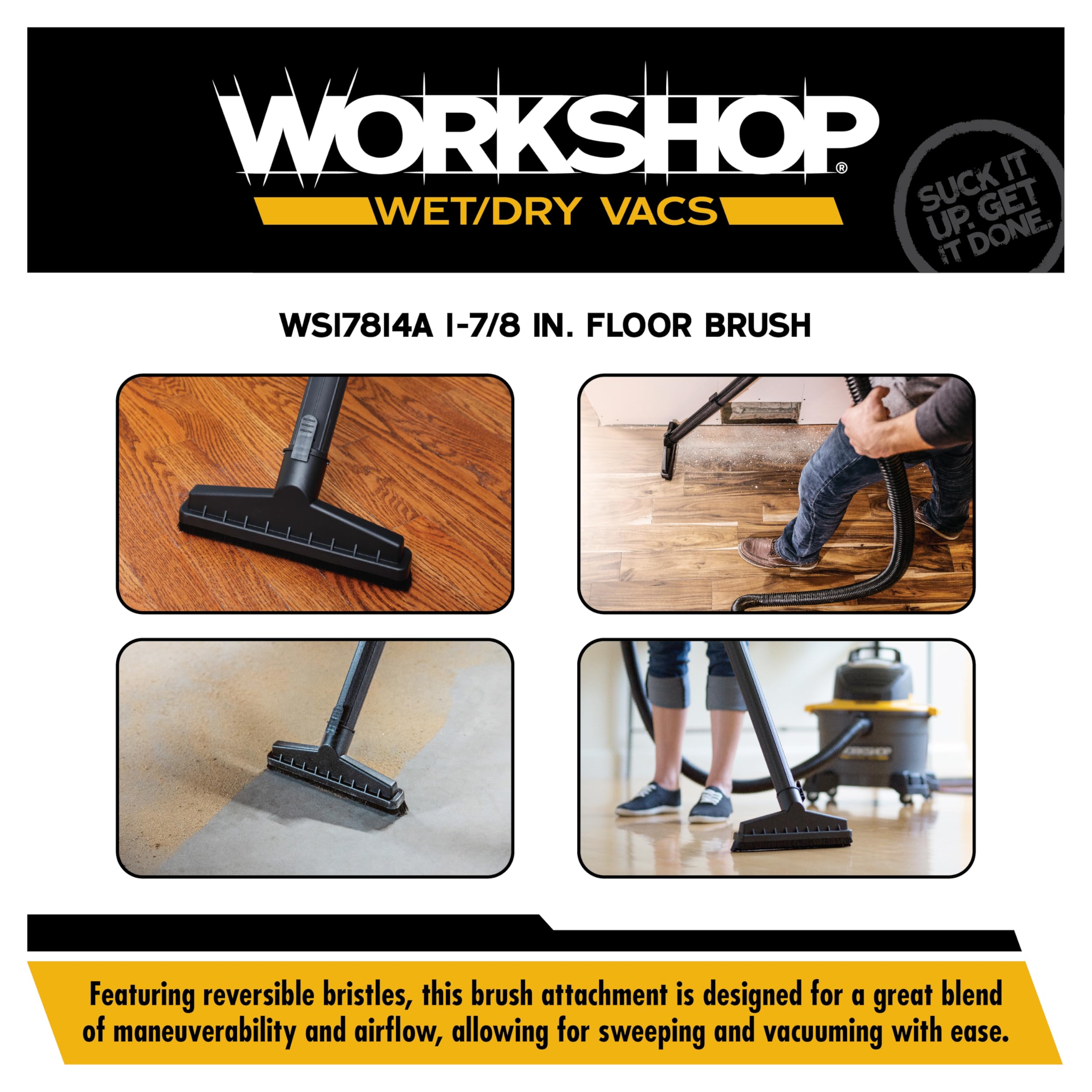 Workshop Bodenbürste Für Nass-/Trockensauger – 1-7/8 Zoll Anschluss, 10 Zoll Breit, Universell Einsetzbar