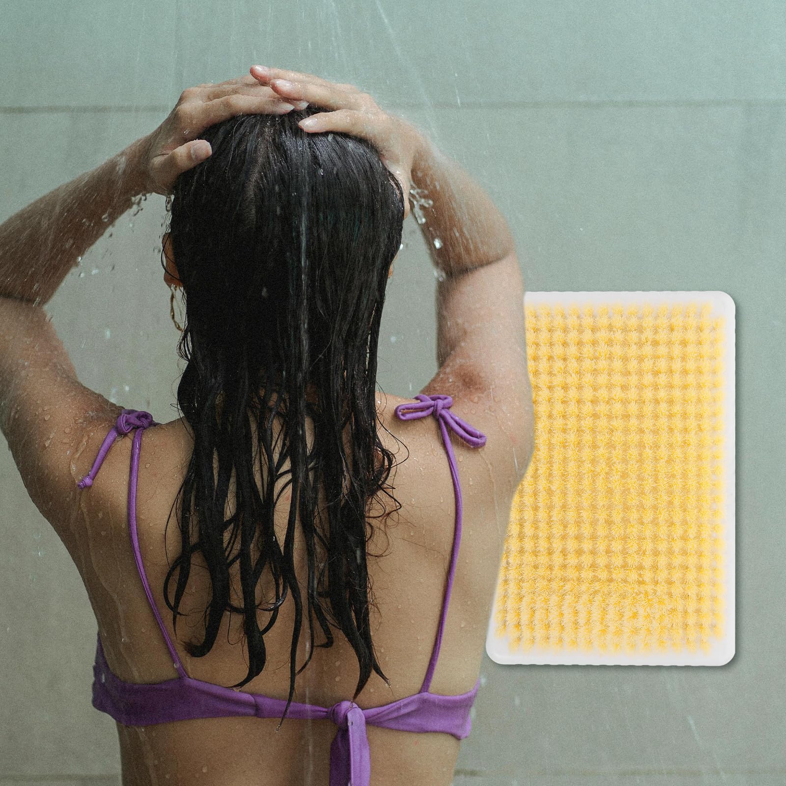 Almohadilla de Masaje para Baño Beige Diseño Multifuncional y Adhesivo para Pared, Cepillo Exfoliante para Espalda y Cuerpo Adecuado para Ducha