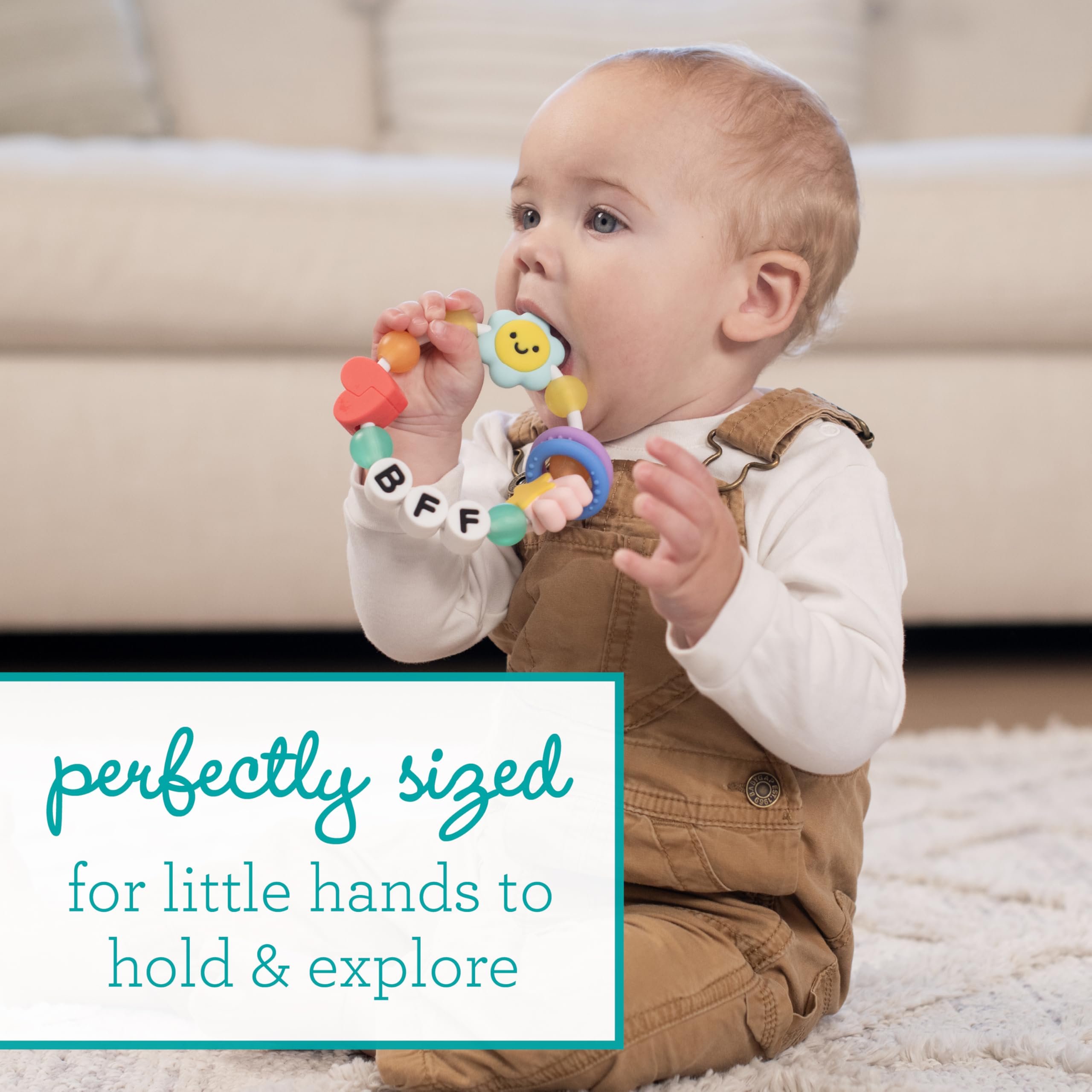Infantino BFF Friendship Baby Teether - Soft Silicone Baby Teething Toy with Textures, Bright Colors, and Easy-Grip Design - Image 4