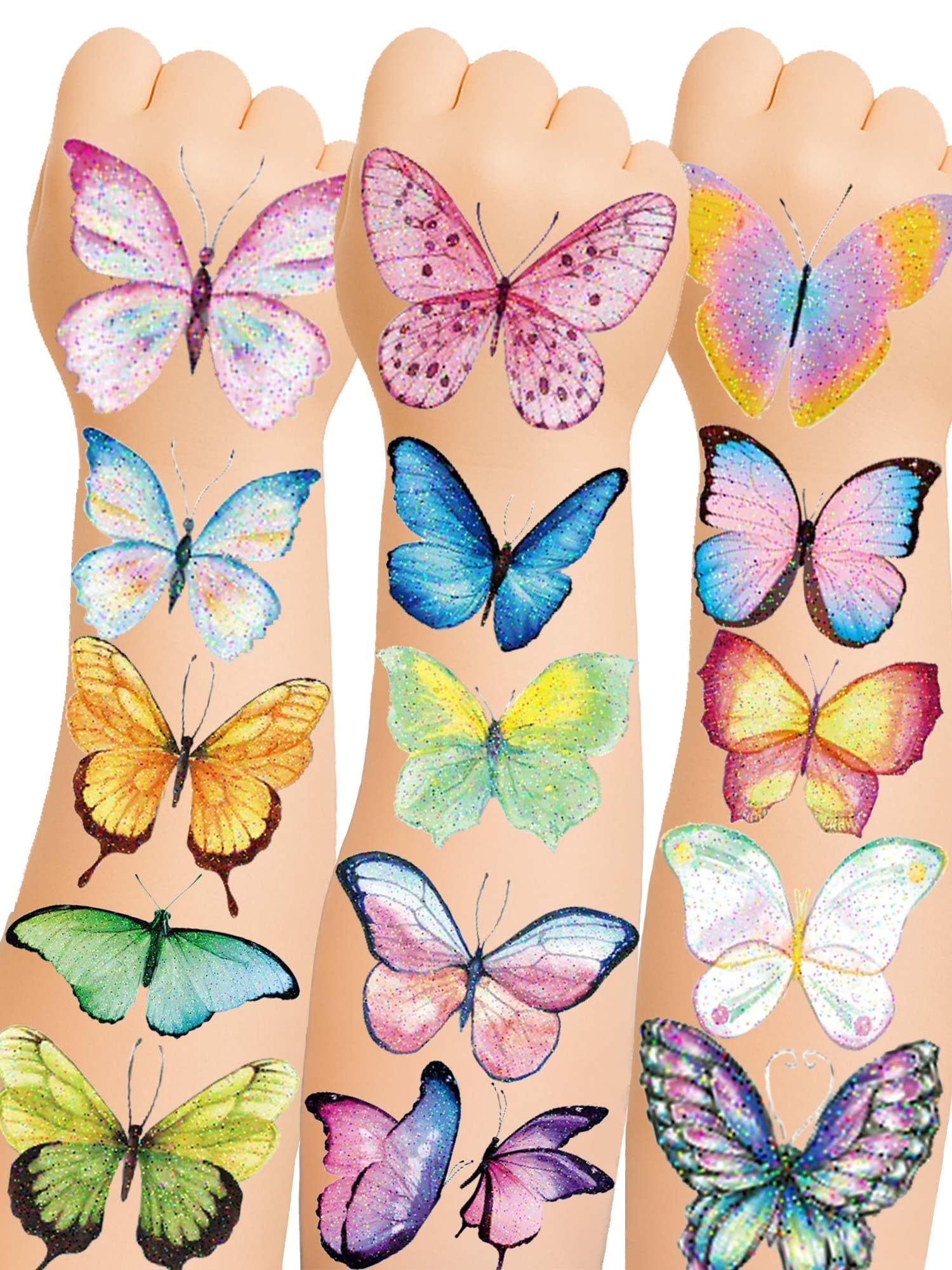 200+ Glitter Butterfly Temporary Tattoos for Girls Birthday Decorations