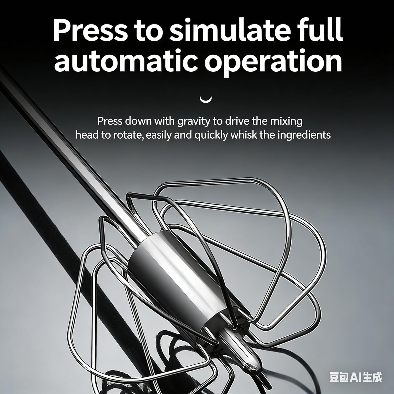 Stainless Steel Semi-Automatic Egg Beater, Manual Hand-Push Rotating Mixer, 3-Piece Set, 10, 12 and 14 Inch, for Mixing, Beating, Stirring