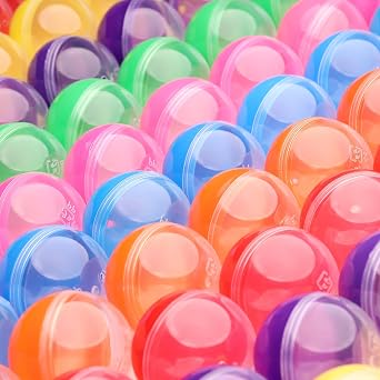 Capsule Vending Machine Translucent Round Capsules Empty 50 pcs 2.6 inch - Gumball Machine Capsules Bulk Claw Machine Refills Easter Basket Stuffers Birthday Gifts Pinata Stuffers DIY Craft Supplies