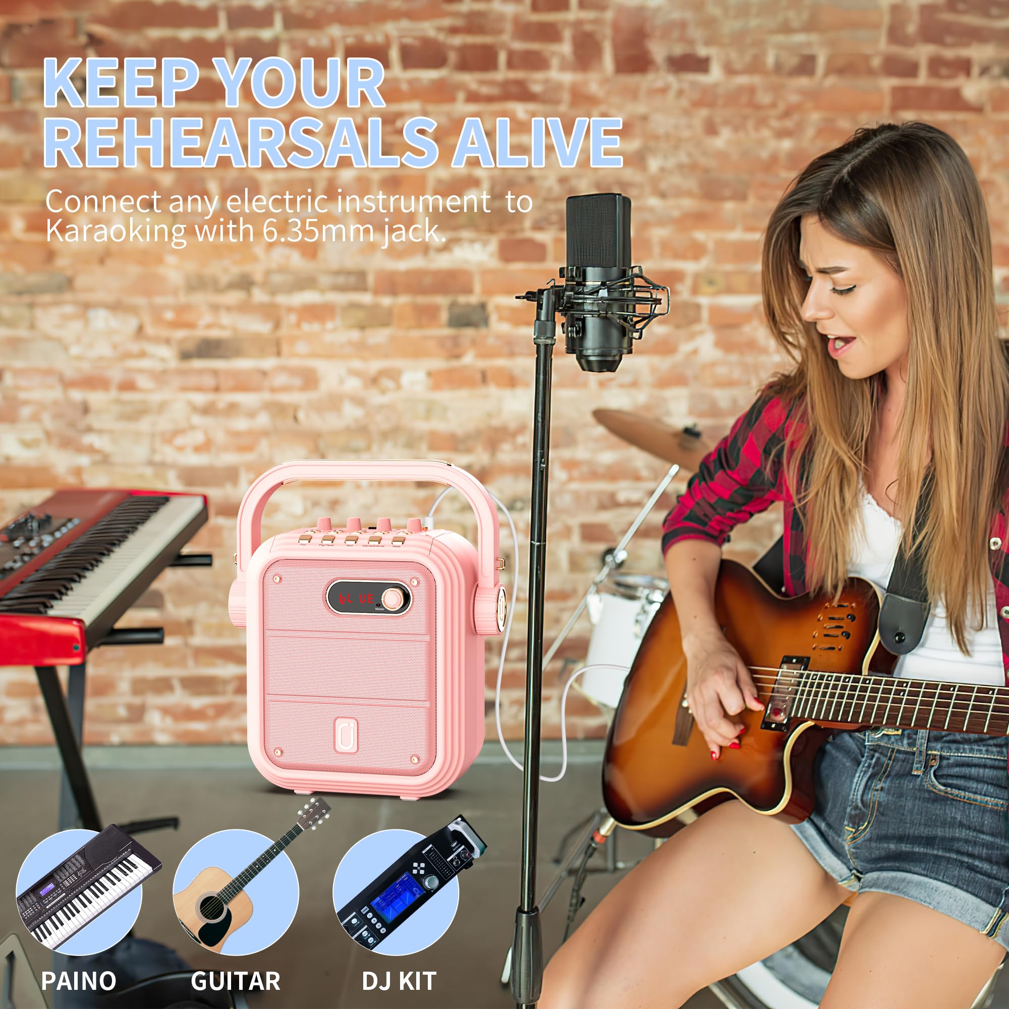 JYX Macchina per karaoke con microfono cablato,Armadio altoparlante Bluetooth alimentato con luci per feste,Ingresso USB di supporto del sistema PA portatile,Eventi interni/esterni
