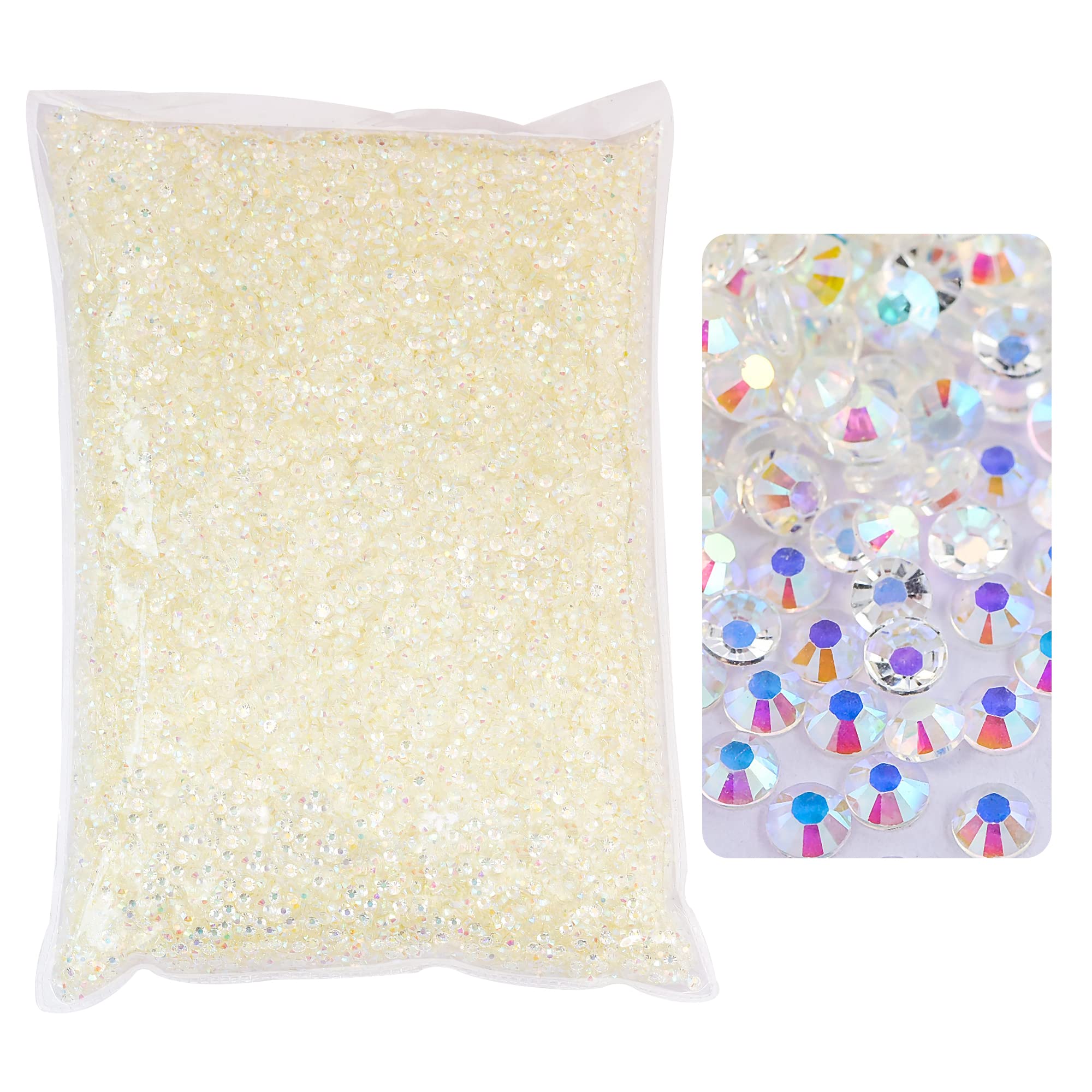 BLINGINBOX 15000pcs Flatback Rhinestones,Resin Non Hotfix Rhinestones Large Quantity Wholesale for Crafts DIY Creative Design,Clothes,Makeup,Nail Art (5mm=0.2", Transparent Clear AB)