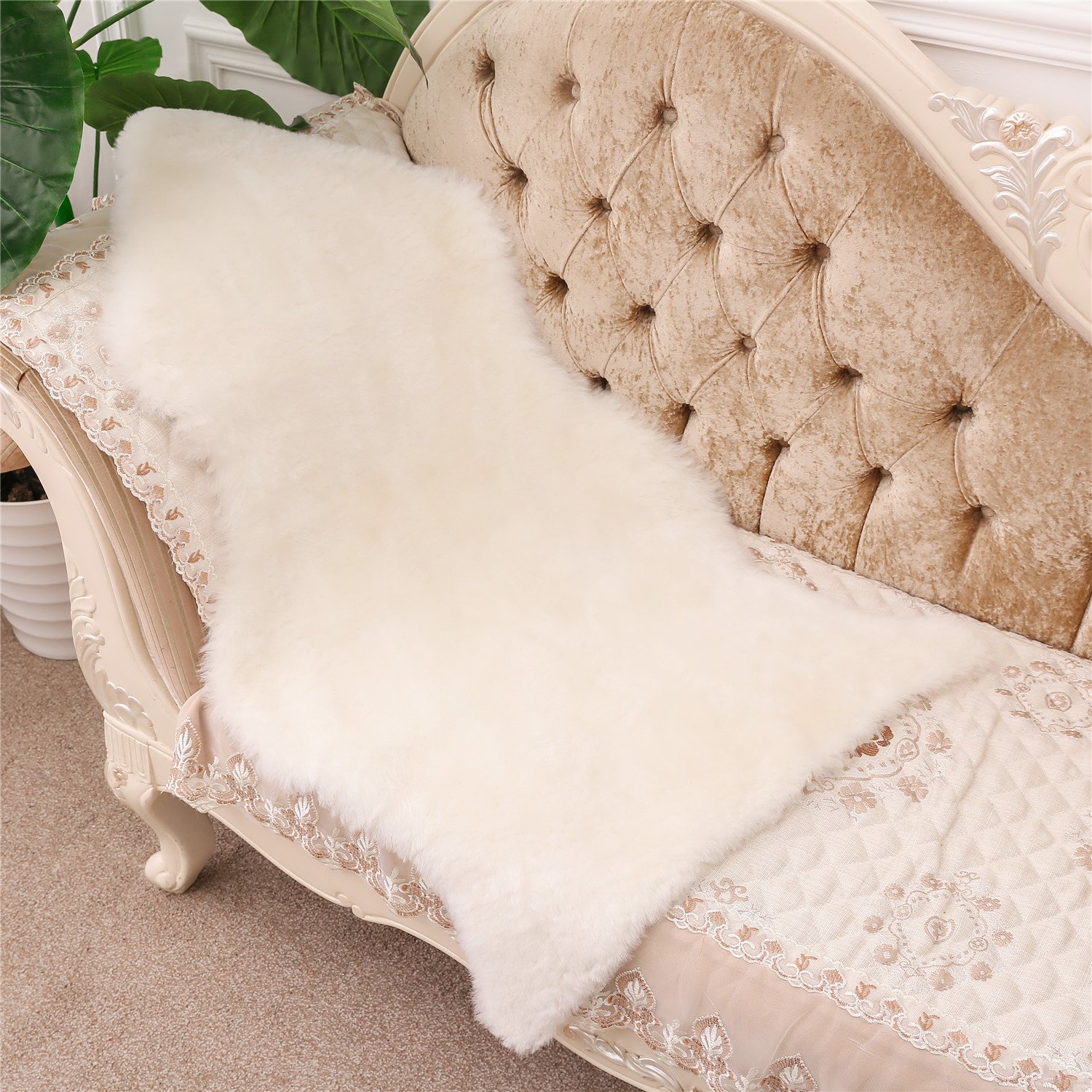 Soft & Plush Nursery Solid Baby Kids Area Rugs,100 Natural Australian Lambskin