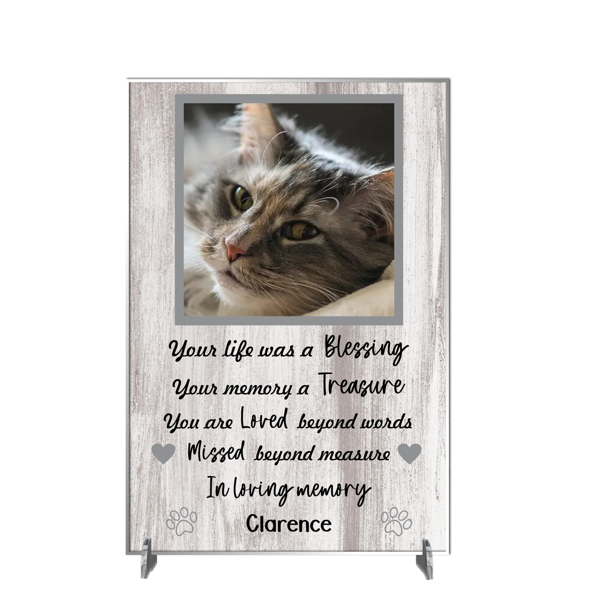 Personalised Pet Bereavement Photo Plaque 'In Loving Memory' - Custom Text, Available in MDF or Acrylic, Size 148mm x 210mm Sign for Your Dog, Cat, Horse, Rabbit, Bird (Acrylic A4 30cm x 21cm, Grey)
