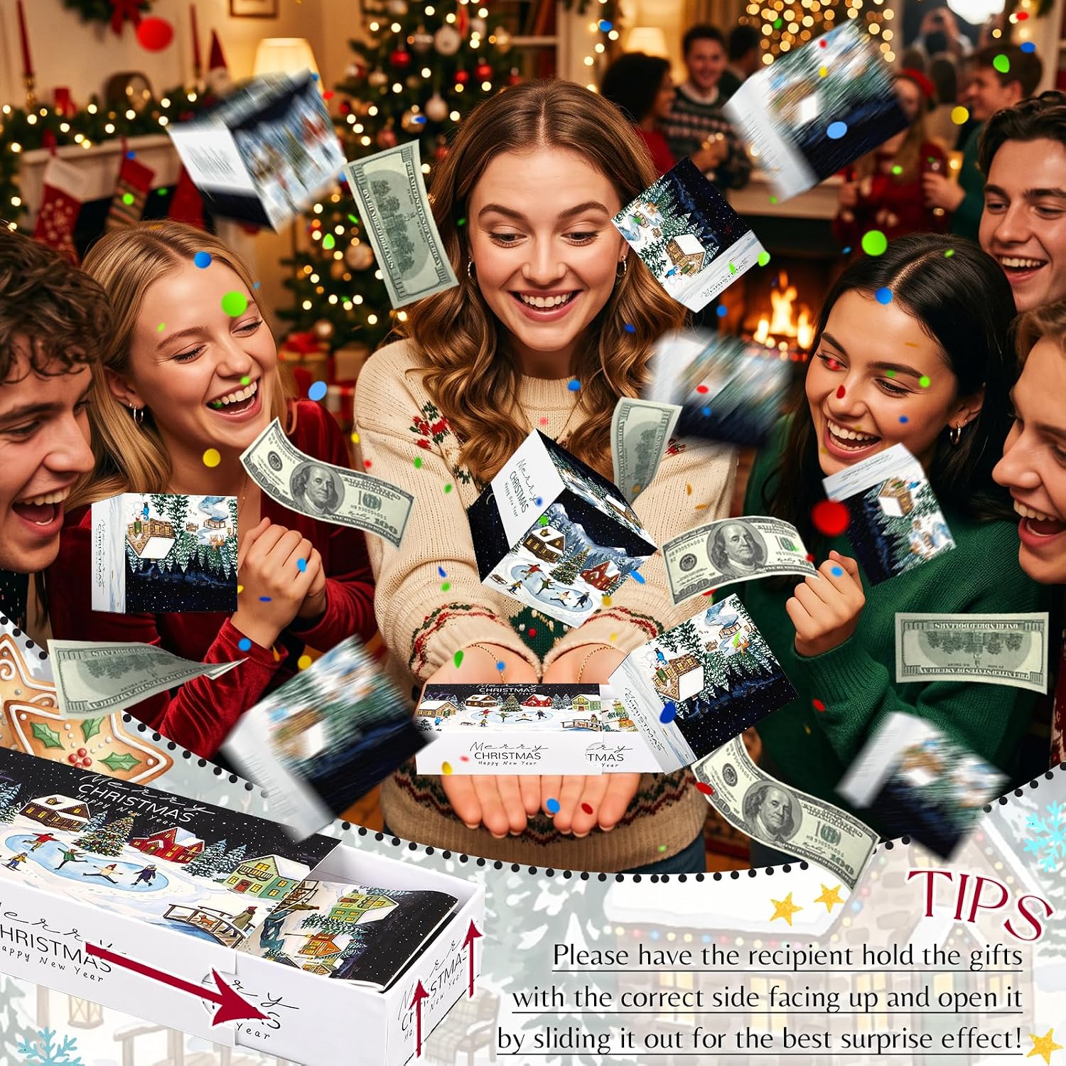 Christmas Money Gift Box for Cash, Surprise Explosion Gift Box for Money image 2