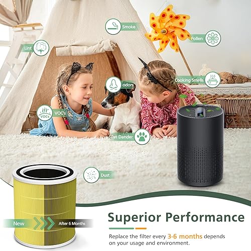 Miniatura 5 de Purivortex AC400 - Paquete de 2 filtros de repuesto para purificador de aire Purivortex AC400, tecnología HEPA 3 en 1, filtro de cuidado de mascotas