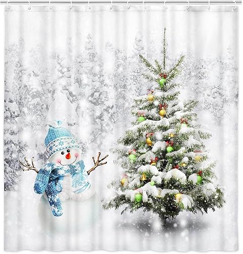 Cortina de Ducha de Navidad, Juego de Cortina de Ducha de Invierno, Juego de Cortinas de Ducha Lindas para Baño, Cortinas de Ducha de Árbol de