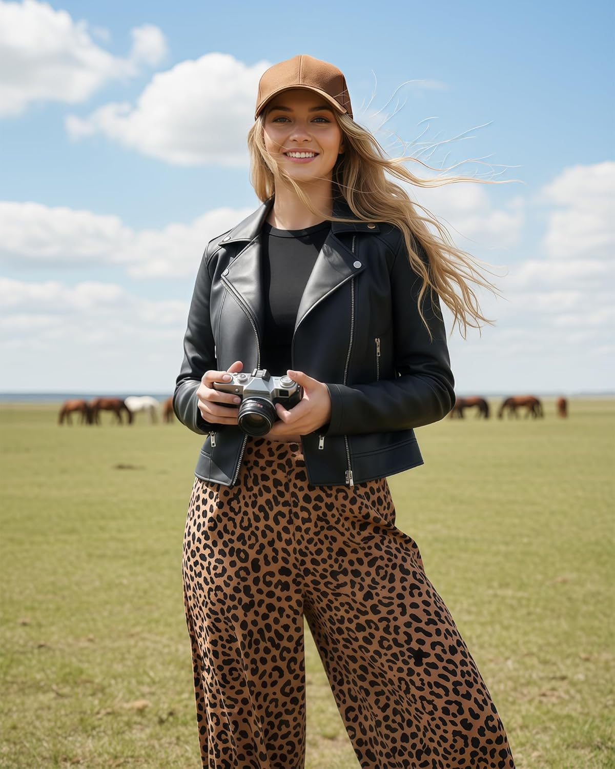 Women Leather Jacket Faux Cropped Coat Cute Short Zip Up for Casual Rock Concert Game Day Edgy Vintage Outfit - Image 5