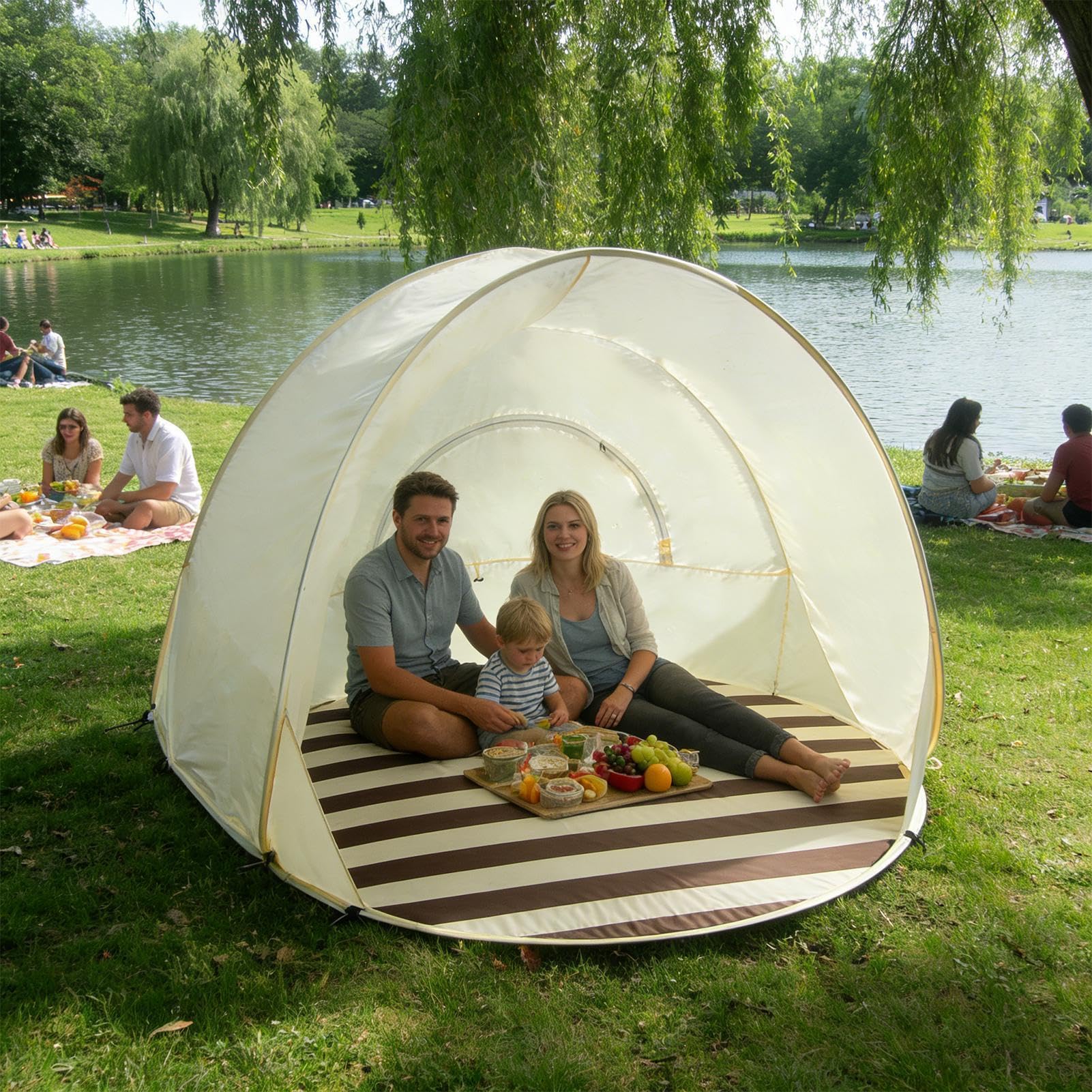 Protezione da spiaggia parasole, facile da aprire, tenda per spiaggia, 130 x 130 x 110 cm, per vacanze, feste, viaggi, parco, cortile, giardino, picnic, campeggio all'aperto.