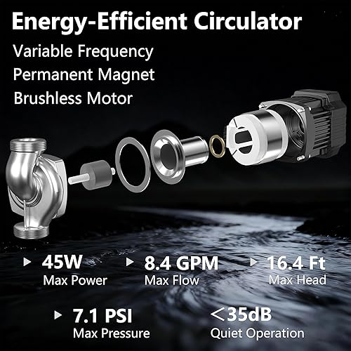 Miniatura 2 de Bomba inteligente de circulaciónrecirculación de agua caliente de 10.1 GPM 116 HP con operación de velocidad constante y variable para calefacción