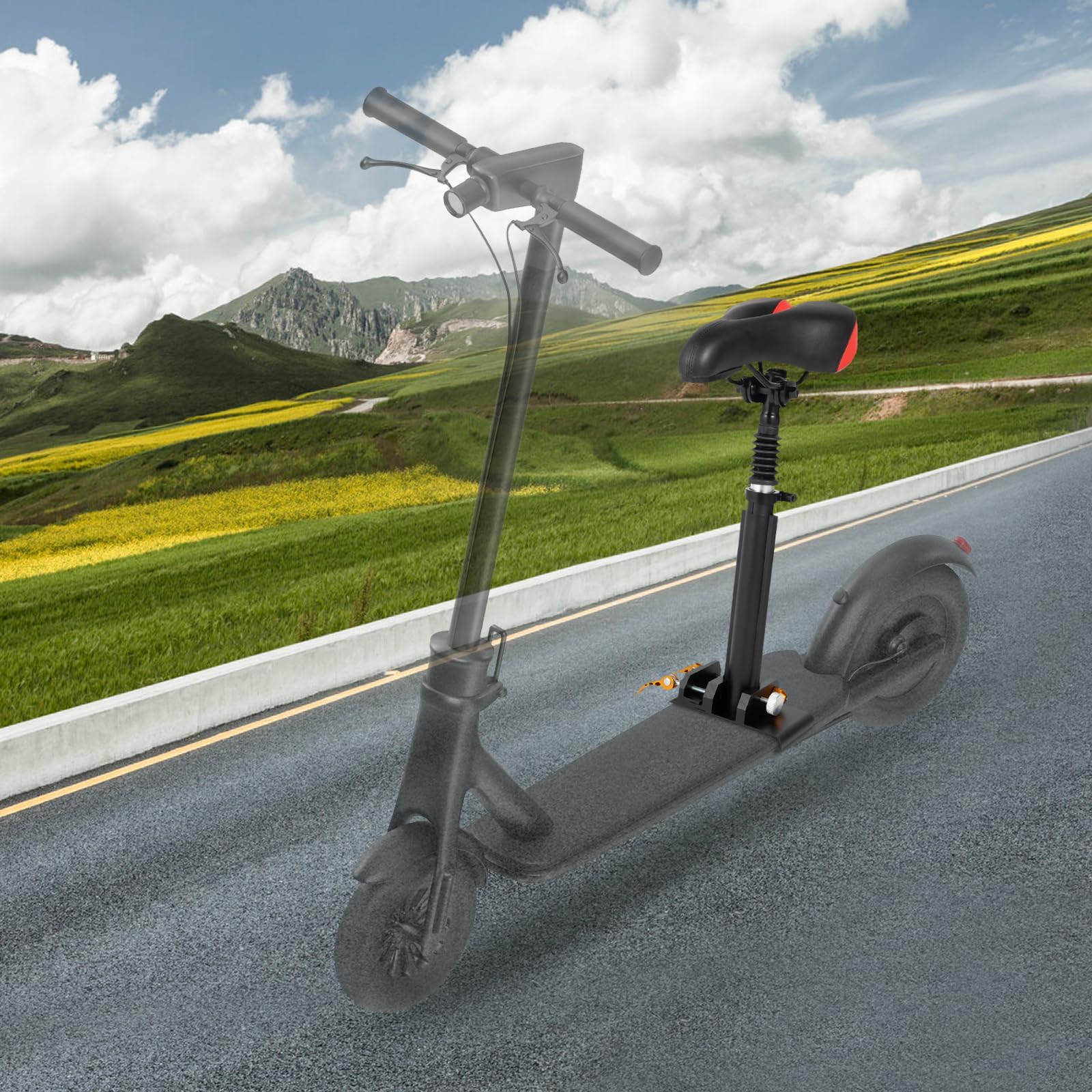 Sella per monopattino elettrico, 45-65 cm, in alluminio PU, per M365/M365 Pro, senza foratura | Imbottitura traspirante con imbottitura in spugna, supporto stabile, per tutti i giorni, pendolari e brevi distanze
