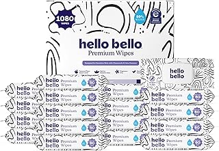 Hello Bello Premium Wipes, Designed for Sensitive Skin with Chamomile & Aloe Extracts, Playful Sketches (18...