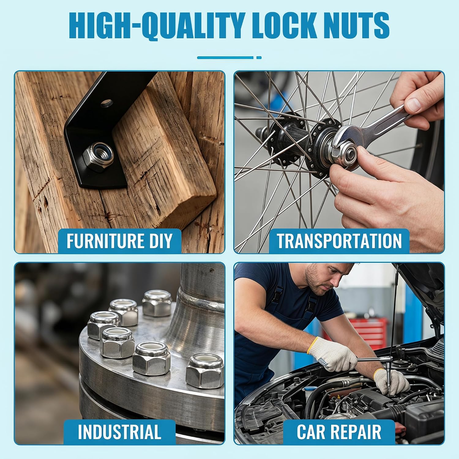 760PCS SAE & Metric Nylon Insert Lock Nuts Kit,Stainless Steel Locknuts Set image 5