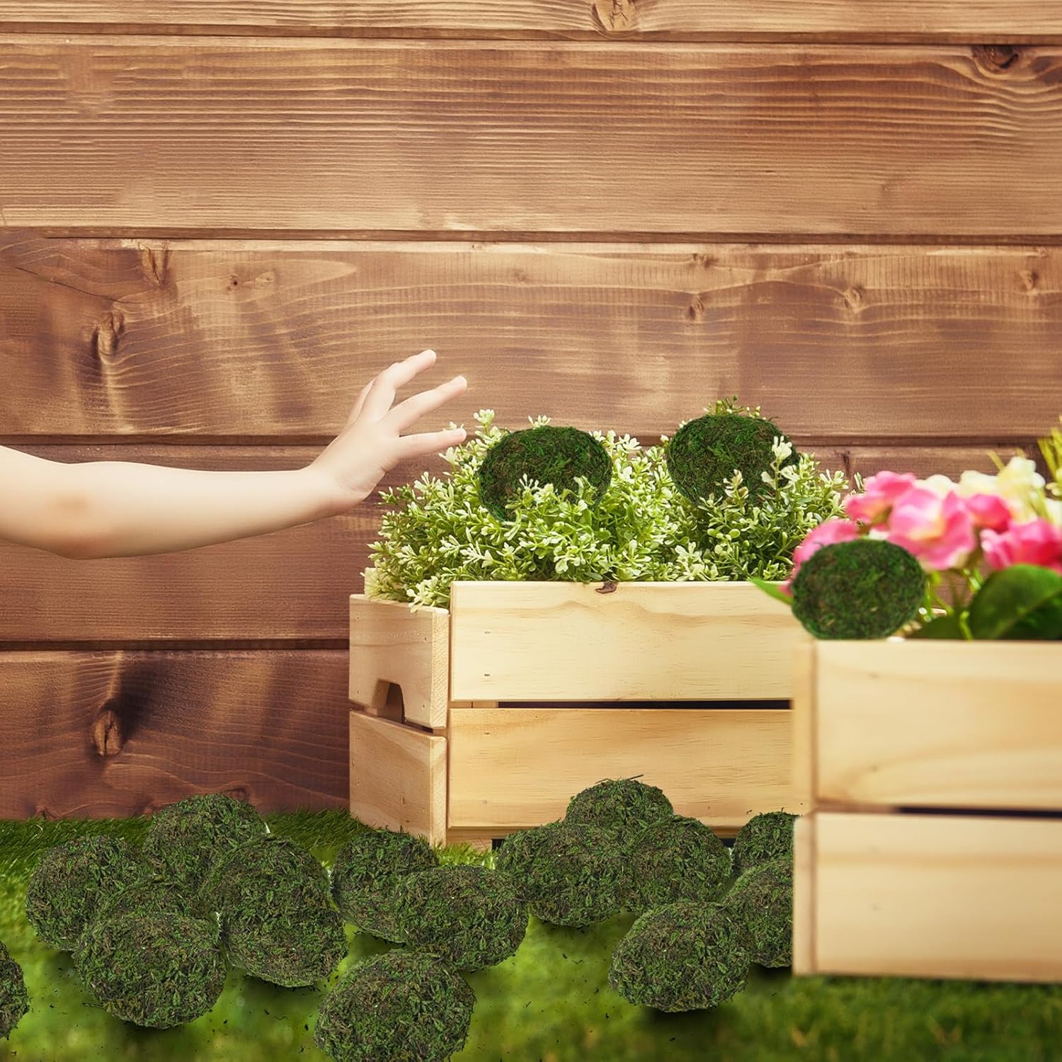 24 Pcs Faux Moss Easter Eggs Artificial Moss Green Eggs Bulk DIY Crafts Green Balls Foam Easter Basket Suffer for Hunt Prizes Gifts Party Decoration