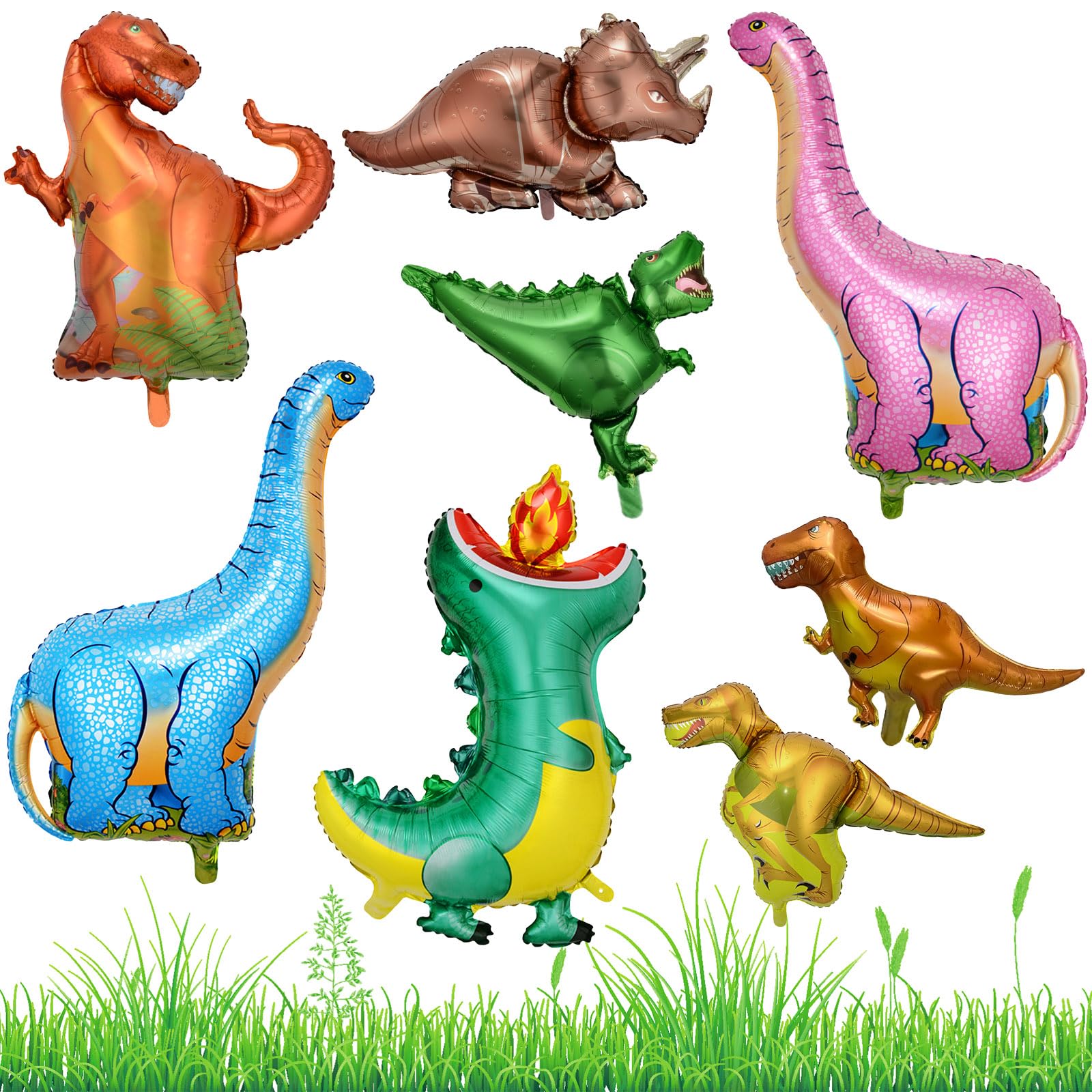 OSDUE 8Pcs Palloncino Dinosauro, Grandi Palloncini Jurassic, XXL Giungla a Elio, Gigante Foil per Decorazioni di Compleanno Party