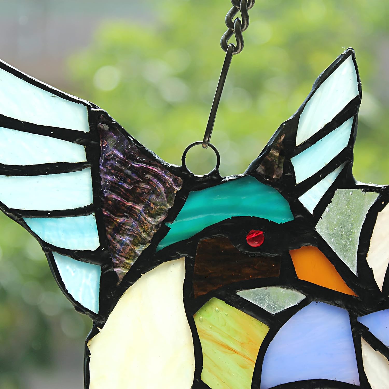 Chloe Lighting Nectar Tiffany-Style Animal Design 15" x 8" Stained Glass Window Panel, Multi-Colored