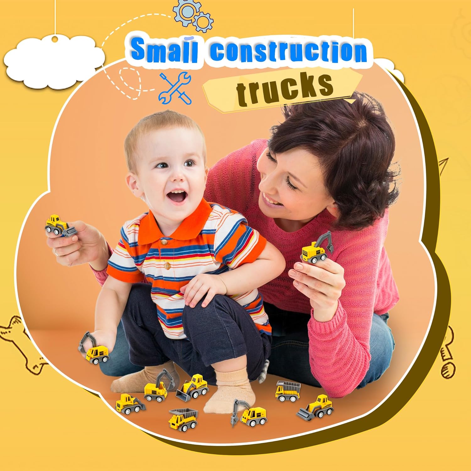 40 Pieces Mini Construction Vehicles Bulk Pull Back Trucks Engineering Vehicles Small Constructions Toys for Kids Constructions Party Favors