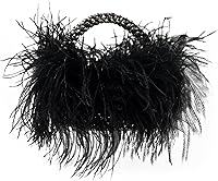 Miuco Handmade Real Ostrich Feather Beaded Evening Clutch Bag for Women - Luxurious Party Purse